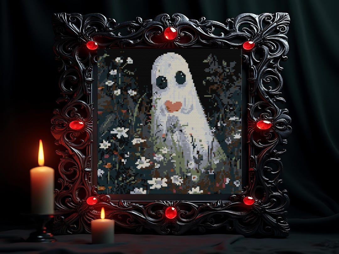 Lovely Ghost Cross Stitch Pattern , Cute Ghost Embroidery, Instant Pdf ...