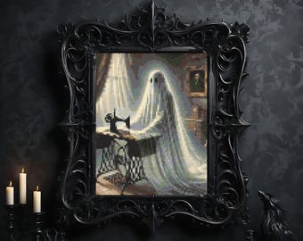Sewing Ghost Cross Stitch Pattern , Ghost Embroidery, instant pdf download