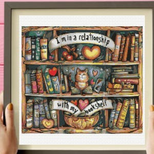 Bookshelf Cross Stitch Pattern ,  Book Lover Cross Stitch Pattern, instant download