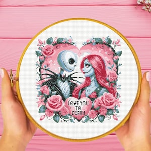 Jack Skellington Kreuzstichmuster, Alptraum Valentine Paar Kreuzstichmuster - Instant Download