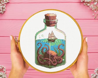 Kraken Cross Stitch Pattern , Sea Monster Cross Stitch Pattern, instant pdf download