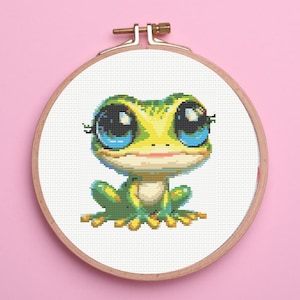 Cute Frog Cross Stitch Pattern , Baby Animal Cross Stitch Pattern, instant download