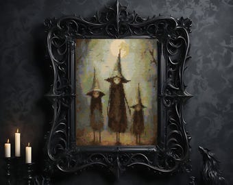 Witch Family Cross Stitch Pattern , Witch Embroidery, instant pdf download