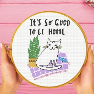Home Sweet Home Cross Stitch Pattern, Cat Cross Stitch Pattern, instant download