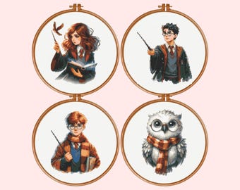Wizard Cross Stitch Pattern , Magic Cross Stitch Pattern, Owl Cross Stitch Pattern, instant download