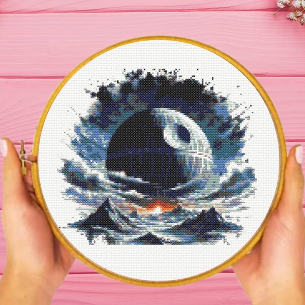 Death Star Cross Stitch Pattern, Space Wars Cross Stitch Pattern, instant PDF download
