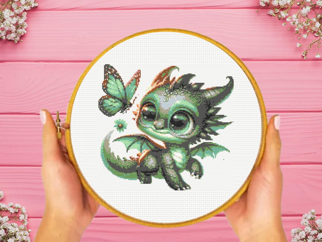 Green Dragon Cross Stitch Pattern, Butterfly Cross Stitch Pattern ...