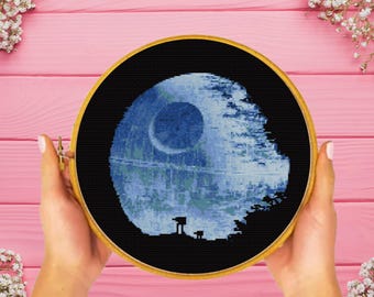 Borduurpatroon van de Death Star, Star Wars borduurpatroon, direct te downloaden