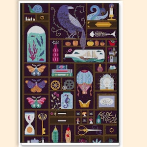 Cabinet of Curiosities Cross Stitch Pattern , instant pdf download