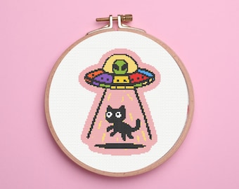 UFO-kruissteekpatroon, Alien and Cat-kruissteekpatroon, direct downloaden