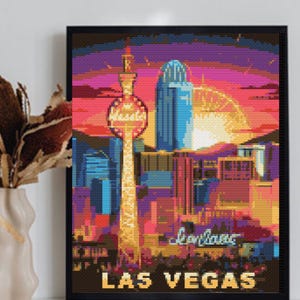 Las Vegas Cross Stitch Pattern, Travel Cross Stitch Patterm,  instant download