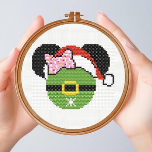 Minnie Mouse Cross Stitch Pattern , Minnie Christmas Hat Cross Stitch Pattern, instant download