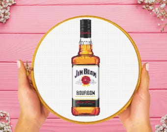 Jim Beam Whiskey Bottle Cross Stitch Pattern (Instant Download)