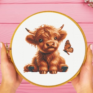 Baby Highland Cow Cross Stitch Pattern , instant download