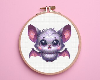 Bat Cross Stitch Pattern ,  Purple Bat Cross Stitch Pattern, Baby Bat, instant download
