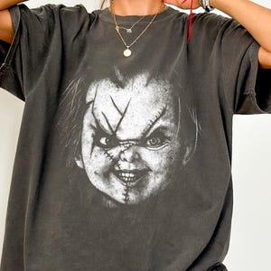 Comfort Colors® Retro Chucky Horror Movie Characters Halloween Shirt, Horror Move Vintage 90s Tee, Chucky Shirt, Horror Character Tee