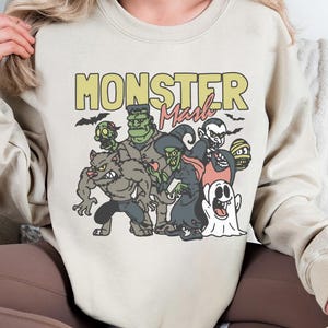 Sweat-shirt Halloween Monster Mash, esthétique Halloween rétro, sweat-shirt Halloween vintage, pull monstre graphique, sweat-shirt Halloween automne