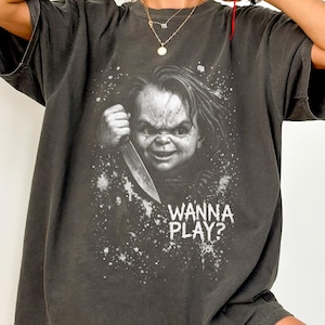 Comfort Colors® Retro Chucky Horror Movie Characters Halloween Shirt, Horror Move Vintage 90s Tee, Chucky Shirt, Horror Character Tee