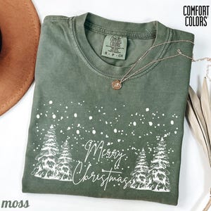 Comfort Colors®Merry Christmas Tree Shirt, Merry & Bright Christmas Tree Shirt, Womens Christmas Shirt, Cute Christmas Shirt, Holiday Shirt