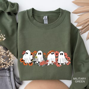 Halloween Ghost Sweatshirt,Cute Ghost Hoodie,Womens Halloween Sweatshirt,Floral Ghost Hoodie,Spooky Season Sweatshirt,Gift For Halloween