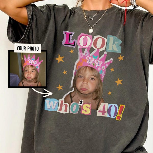 Camiseta personalizada para el 40 cumpleaños, camiseta personalizada para celebrar un cumpleaños importante, camiseta divertida con la frase "¿Quién cumple 40?", conjunto a juego para el grupo de cumpleaños.