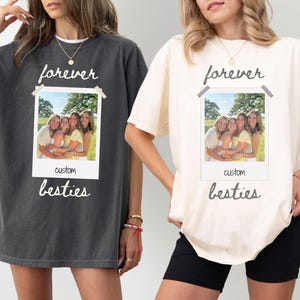 Custom Besties Photo Tshirt, Personalized Names or EST Year Tee, Matching for Best Friend Shirt, Soul Sister Birthday Gifts, Friendship BFF