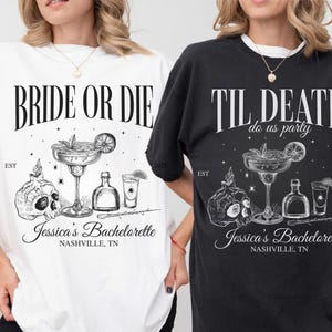 Bride Or Die Gothic Bachelorette Shirt, Skeleton Bride Tee, Spooky Till Death Do Us Party Tshirt, Comfort Colors Bridesmaid Halloween Gifts