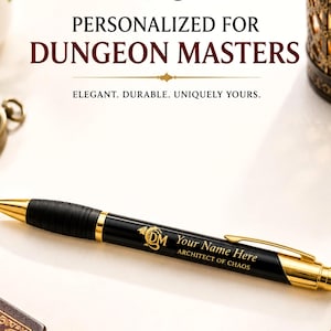 Dungeon Master Gifts, Custom Engraved Pen, Personalized Dungeon Master Tools, DND Pen Notebook Accessories