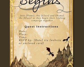 D&D Hochzeitseinladung, digitaler Download, Dungeons and Dragons einladen Vorlage, AdventureQuest Hochzeit, DND Paare, Ehe