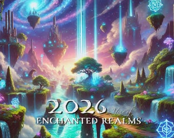 Fantasy 2026 Wall Calendar, Epic Fantasy Realms Office Decor, 2026 Year of Enchanted Realms, Novelty Art Calendar, Unique Gift Idea for Home