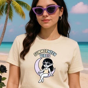 Pastel Goth T-Shirt, Summerween Vibes, Cute Vampire Kawaii Design, Summer Graphic Tee's, Spooky Cute Character Shirt for Men Women and Teens