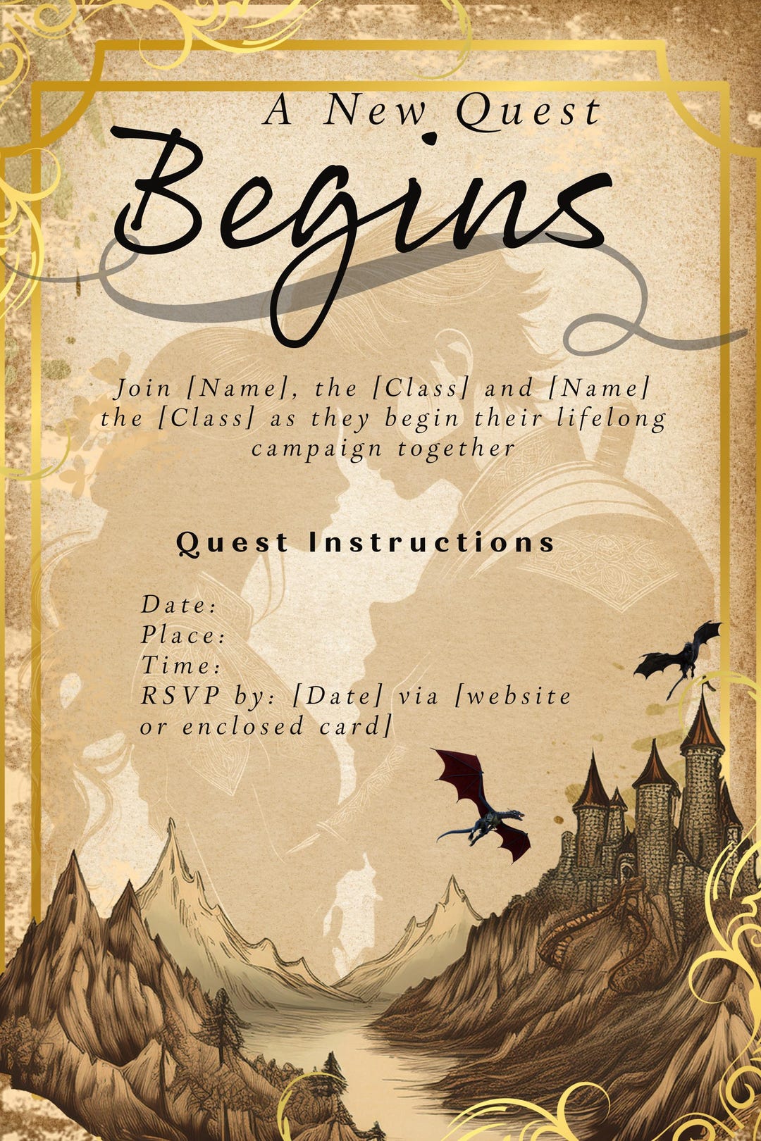 D&D Wedding Invitation, Digital Download, Dungeons and Dragons Invite ...