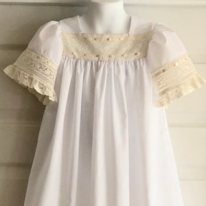 Little Sister Big Sister Heirloom Style French Heirloom Lace Bonnet Dress with  Pintucks Lace Detail and Silk Satin Ribbon