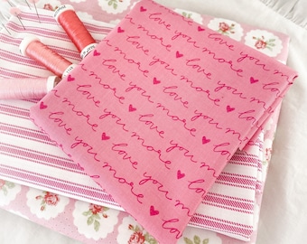 Valentine Sewing Anne Bollman Pen Pal Fabrics  Sold by the Fat Quarter Half Yard & Yard Pink Aqua