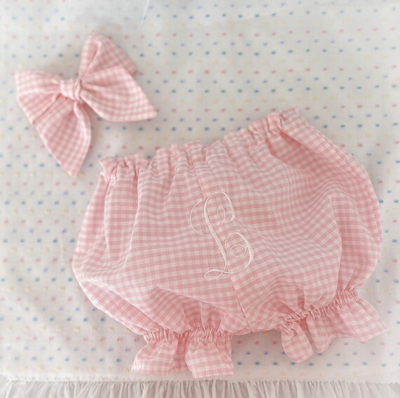 Baby Bloomers and Bow Choice of Monogram, Name or Initial Juvie Moon Designs