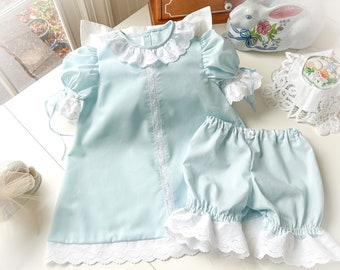 Matching Classic Heirloom Dress and Bloomer Choice of Colors Juvie Moon Designs  White Swiss Made Lace Edge