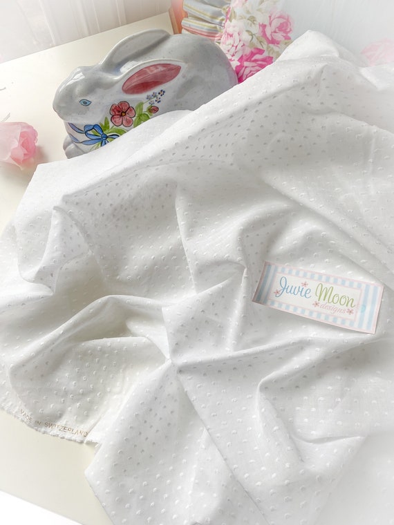 Gorgeous 100 percent cotton Dotted Swiss Plumetis  made in Switzerland  White for Sewing Heirloom Clothing. Sold by Half Yard