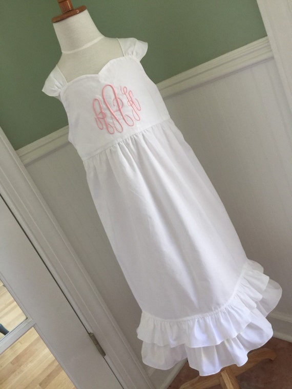 Juvie Moon Designs White Monogrammed Beach  Sisters Wedding Sundress Size 3m to 14
