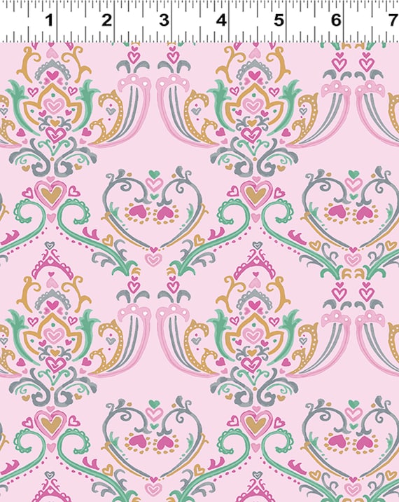 Anne Bollman Pen Pal Fabrics  Sold by the Fat Quarter Half Yard & Yard Pink Aqua