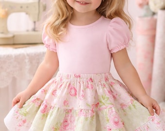 Girls Ruffle Tiered Skirt PDF Pattern, Sizes 1-14