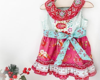 PDF Pattern Sister Dress  6 months to 10  Valentine Spring and Summer AbbyLynn Dress Ruffle Collar, Bodice and Sash Dress