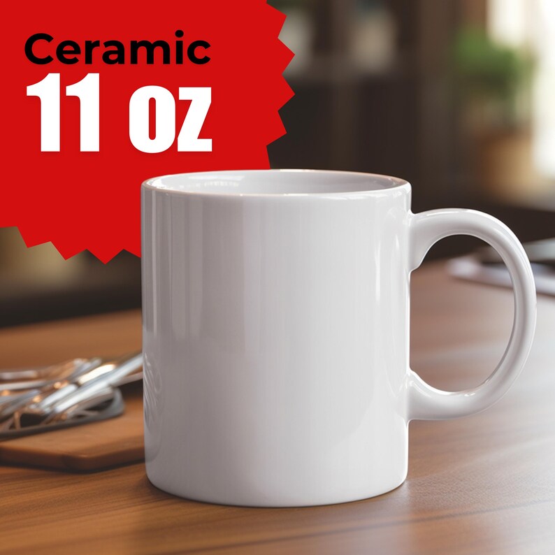 Puede incluir: Una taza de cer&aacute;mica blanca con un asa curvada. La taza tiene una capacidad de 325 ml. La palabra "Ceramic" est&aacute; impresa encima de la capacidad en una pancarta roja.