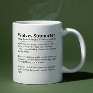 Wolves FC Cup Becher | Lustiges Fußball-Fan-Geschenk | Wölfe Tasse Tasse | Perfektes Geschenk für Wolfsfans | Fussball Becher