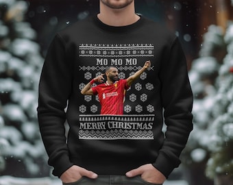 Divertente maglione natalizio Mo Salah Liverpool FC / cotone biologico