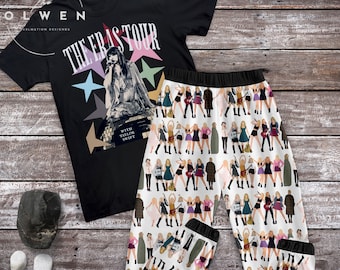 Pyjama-Set „The Eras Tour With Taylor“, personalisierter Familien-Pyjama von Taylor, Pyjama-Set „Eras Tour“ für Damen, Swifty-Pyjama für Erwachsene und Kinder