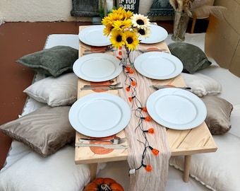 Mesa de comedor baja, 48-24 pulgadas, ligera, plegable, de madera, para picnic, para patio al aire libre, mesa de picnic, mesa bohemia, mesa de fiesta de madera.