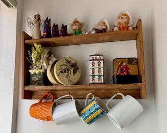 Mensola, mensola in legno, mensole rustiche in legno, porta spezie in legno, mensola da parete in legno, mensola in legno con decorazione da parete, regalo in legno, decorazione da cucina