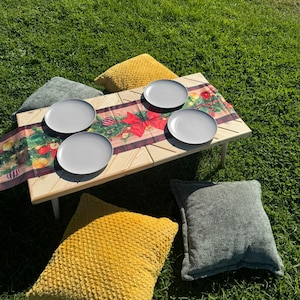 Mesa de picnic de madera, mesa baja, mesa portátil para fiestas en la playa, mesa de camping, mesa de barbacoa, mesa de madera maciza, mesa para eventos al aire libre, mesa para fiestas infantiles.