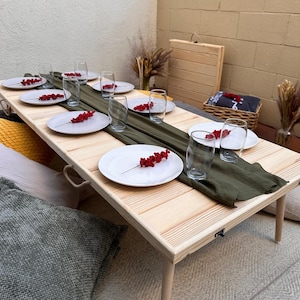 Mesa plegable para eventos, mesa de picnic de madera liviana y duradera, mesa de comedor para patio al aire libre, mesa de picnic de granja personalizable, mesa de campamento