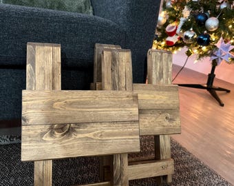 2 pieces,Handmade Foldable Wooden Stool | Pine Wood Folding Stool | Portable Rustic Boho Camping & Picnic Seat